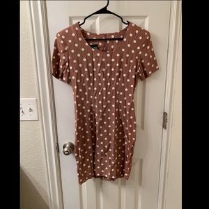 Vintage Tan Polka Dot Dress!